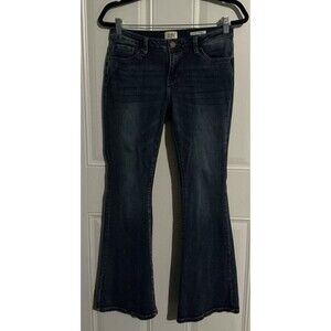 Simple Society Denim Jeans Women’s 7/28 Flare Leg Stretch Dark Wash Bell Bottoms